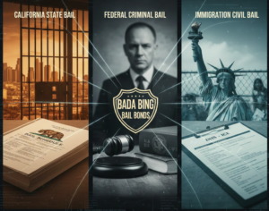 Confused by state, federal, or immigration bail? Learn about California bail schedules, federal Nebbia hearings, and ICE bond requirements from Bada Bing Bail Bonds.