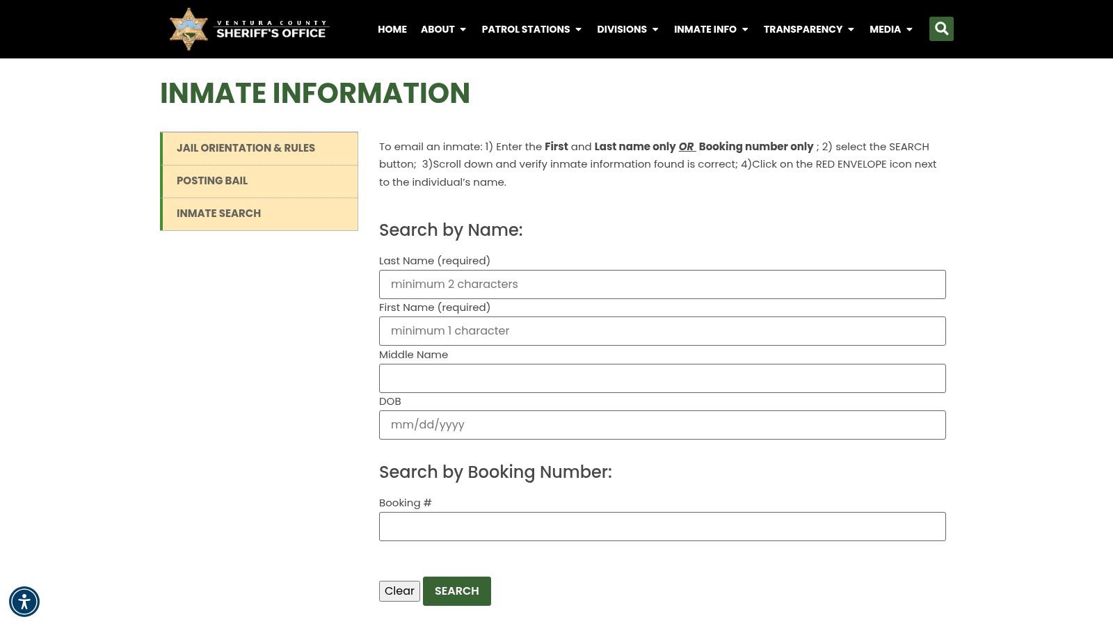 Screenshot from https://sheriff.venturacounty.gov/inmate-information/