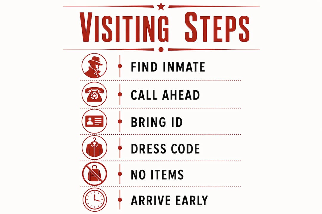 Infographic outlining steps for jail visitation
