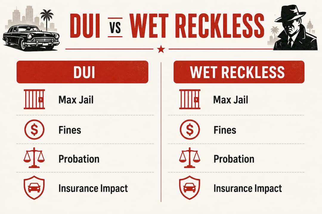 Infographic comparing DUI and wet reckless charges
