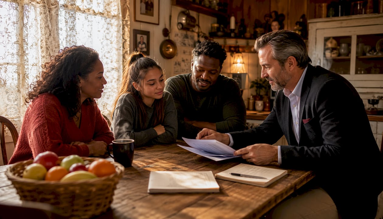 Family consulting legal advisor about protective order