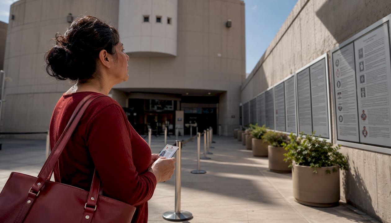 Visitor checking in for jail visitation