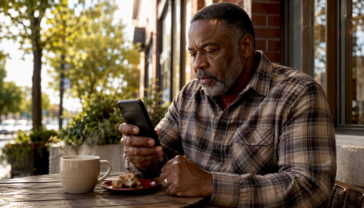 Hands checking bail agent license on phone