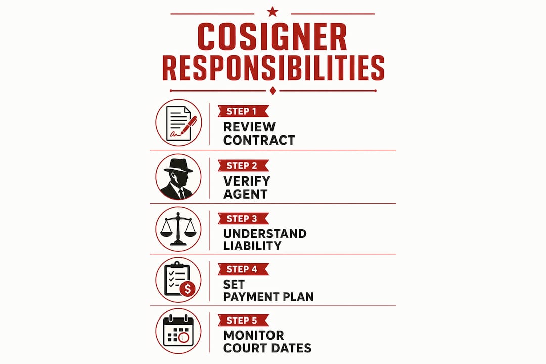 Infographic showing steps of cosigner responsibilities