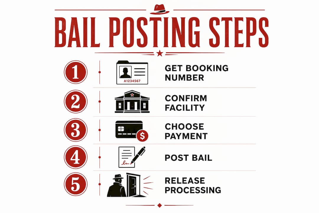 Infographic displaying bail posting steps in Orange County