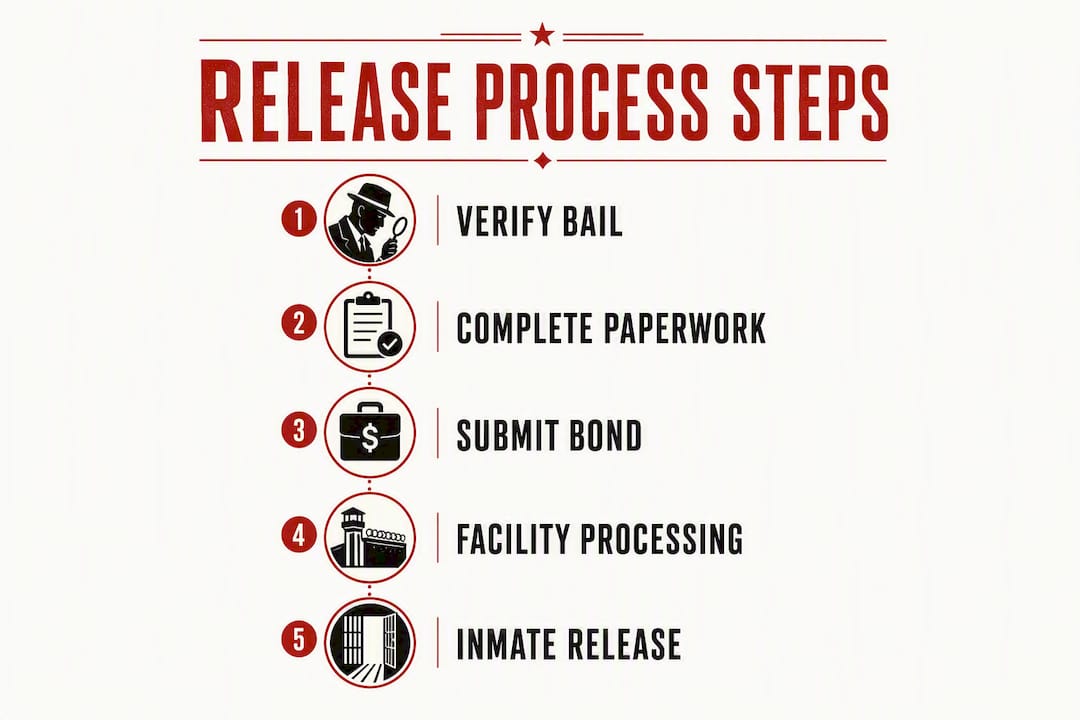 Infographic showing step-by-step inmate release process
