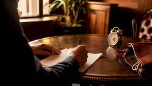 Hands filling bail bond form