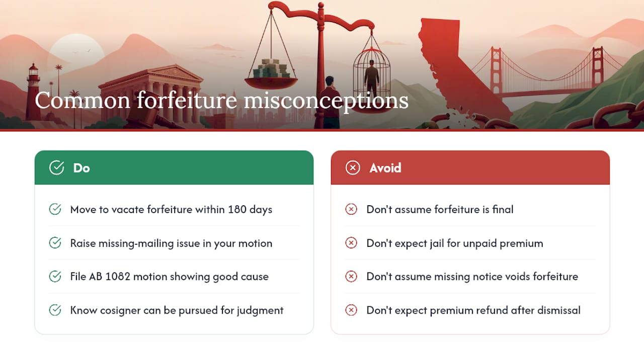Common misconceptions about bail forfeiture — overview diagram