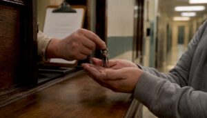 Hands receiving jail release keys