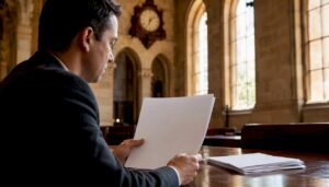 Hands holding legal probation and parole papers