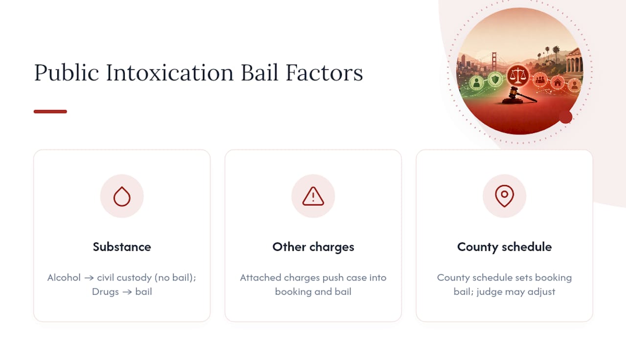 Diagram of factors determining public intoxication bail