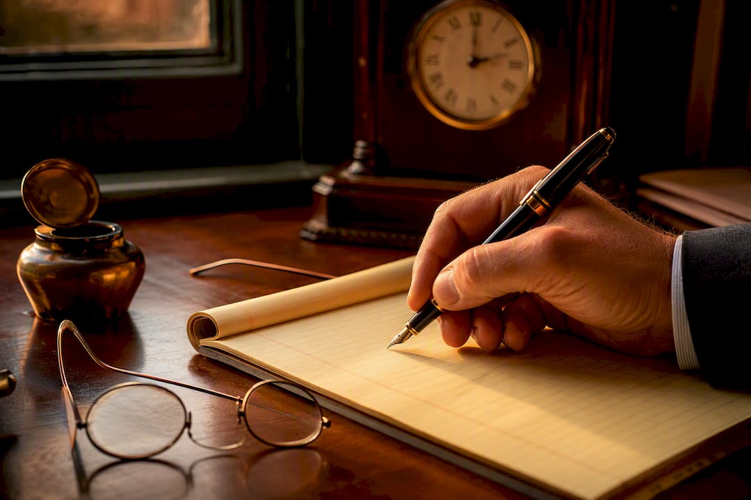 Hand writing bail release notes on paper
